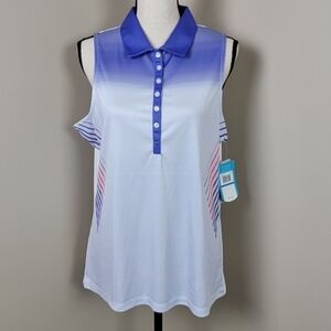 PGA Tour Blue Iris Performance Dry Sleeveless Golf/Pickleball Polo Sz XL NEW